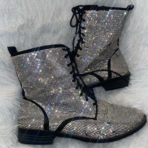 Sequin Combat Boots